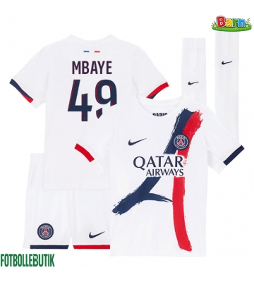 Paris Saint-Germain Ibrahim Mbaye #49 Bortaställ Barn 2025-26 Kortärmad (+ Korta byxor)